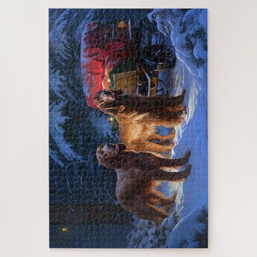 Ierse rode setter sneeuwslee kerstdecor legpuzzel (Verticaal)