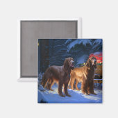 Ierse rode setter sneeuwslee kerstdecor magneet (Voorkant / Achterkant)