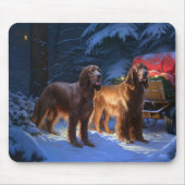 Ierse rode setter sneeuwslee kerstdecor muismat (Voorkant)