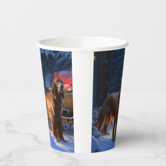 Ierse rode setter sneeuwslee kerstdecor papieren bekers (Links)