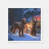 Ierse rode setter sneeuwslee kerstdecor servet (Voorkant)