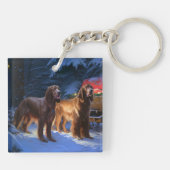 Ierse rode setter sneeuwslee kerstdecor sleutelhanger (Achterkant)