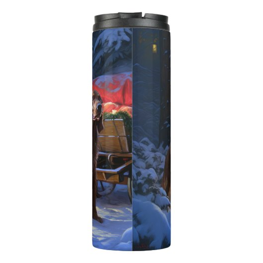 Ierse rode setter sneeuwslee kerstdecor thermosbeker (Achterkant)