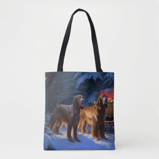 Ierse rode setter sneeuwslee kerstdecor tote bag (Voorkant)