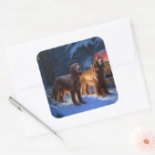 Ierse rode setter sneeuwslee kerstdecor vierkante sticker (Envelop)