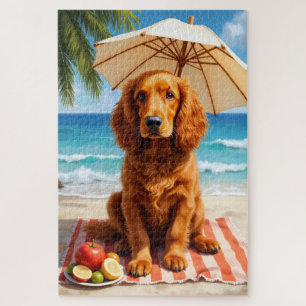 Ierse Rode Setter Strand Scene Legpuzzel