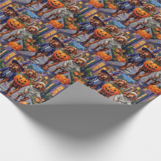 Ierse Rode Setter Trick-or-Treating Halloween Cadeaupapier (Hoek)