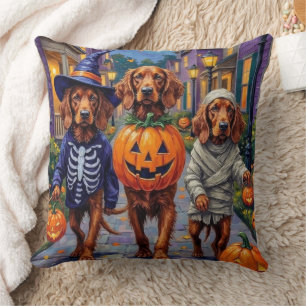 Ierse rode setter trick-or-treating Halloween Kussen