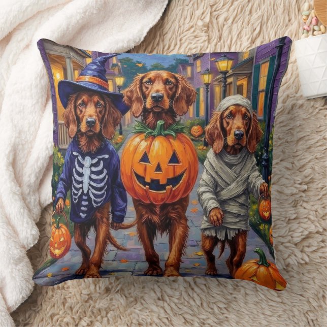 Ierse rode setter trick-or-treating Halloween Kussen (Deken)