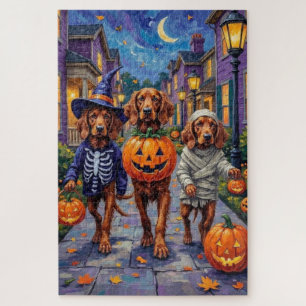 Ierse rode setter trick-or-treating Halloween Legpuzzel
