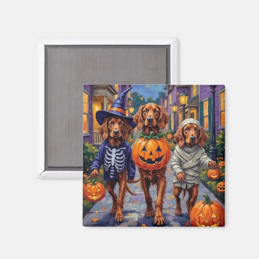 Ierse rode setter trick-or-treating Halloween Magneet (Voorkant / Achterkant)