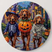 Ierse Rode Setter Trick-or-Treating Halloween Ronde Button 6,0 Cm (Voorkant)