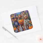 Ierse Rode Setter Trick-or-Treating Halloween Vierkante Sticker (Envelop)