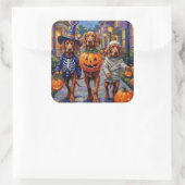 Ierse Rode Setter Trick-or-Treating Halloween Vierkante Sticker (Tas)