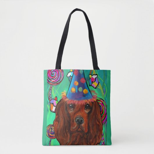 Ierse Rode Setter Verjaardag Tote Bag (Voorkant)
