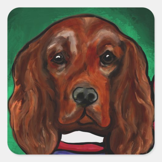 Ierse rode setter vierkante sticker (Voorkant)