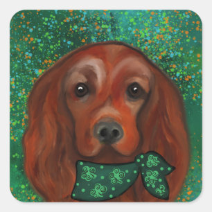 Ierse rode setter vierkante sticker