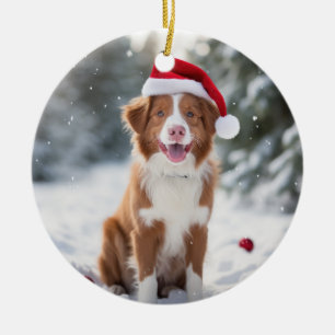 Ierse rood en wit setter hond kerst aandenken keramisch ornament