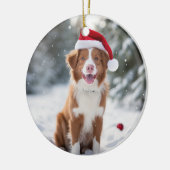 Ierse rood en wit setter hond kerst aandenken keramisch ornament (Links)
