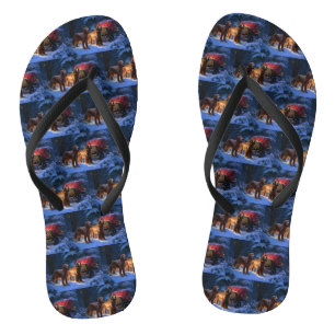 Ierse Rood Setter Besneeuwde slee Kerstversiering  Teenslippers