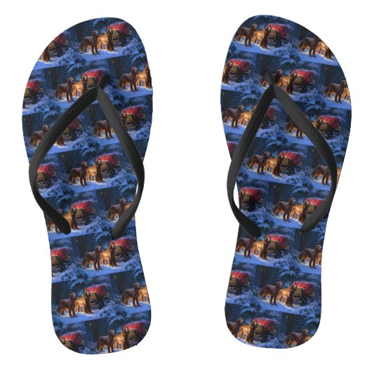 Ierse Rood Setter Besneeuwde slee Kerstversiering  Teenslippers (Voetbed)