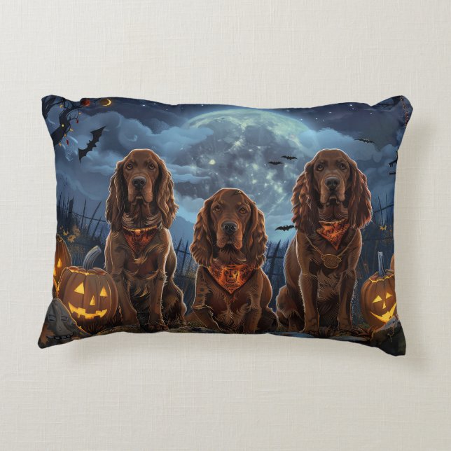 Ierse Rood Setter Halloween Spoken Accent Kussen (Achterkant)