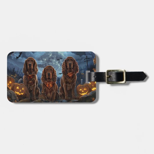 Ierse Rood Setter Halloween Spoken Bagagelabel (Voorkant horizontaal)