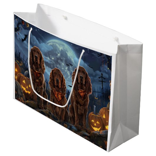 Ierse Rood Setter Halloween Spoken Groot Cadeauzakje (Voorkant Gekanteld)