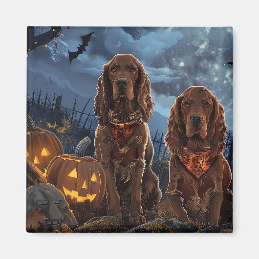 Ierse Rood Setter Halloween Spoken Magneet (Voorkant)