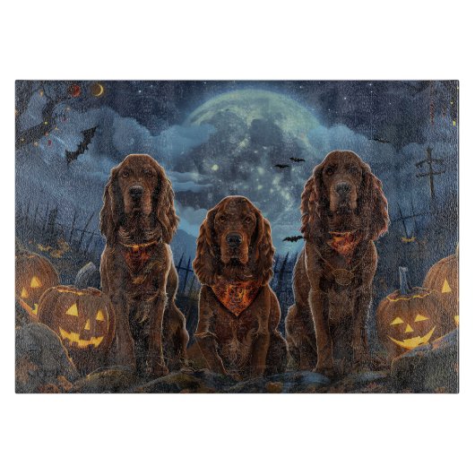 Ierse Rood Setter Halloween Spoken Snijplank (Voorkant)