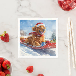 Ierse Rood Setter in slee Let it Snow Kerstmis Servet