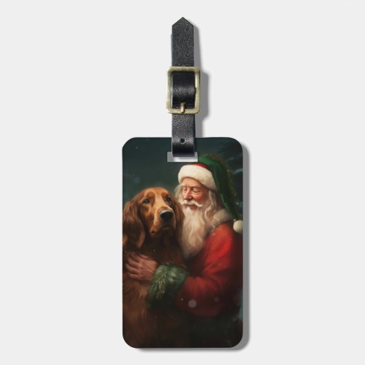 Ierse Rood Setter Kerstman Festive Kerstmis Bagagelabel (Voorkant verticaal)