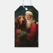 Ierse Rood Setter Kerstman Festive Kerstmis Cadeaulabel (Achterkant)