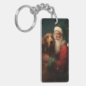 Ierse Rood Setter Kerstman Festive Kerstmis Sleutelhanger (Voorkant Links)