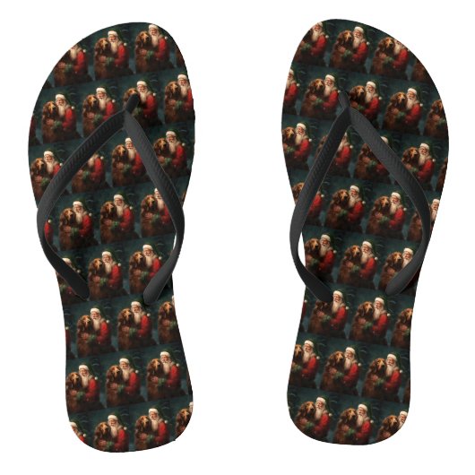 Ierse Rood Setter Kerstman Festive Kerstmis Teenslippers (Voetbed)