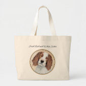 Ierse Rood-Wit Setter Schilderen Originele Kunst Grote Tote Bag (Voorkant)