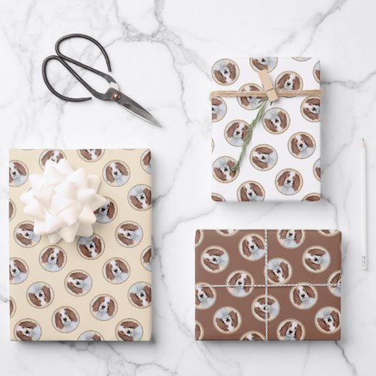 Ierse Rood-Wit Setter Schilderen Originele Kunst Inpakpapier Vel (Voorkant)