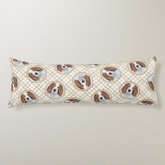 Ierse Rood-Wit Setter Schilderen Originele Kunst Lichaamskussen (Voorkant)