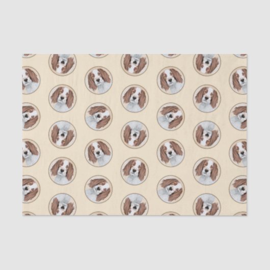 Ierse Rood-Wit Setter Schilderen Originele Kunst Tissuepapier (Voorkant)