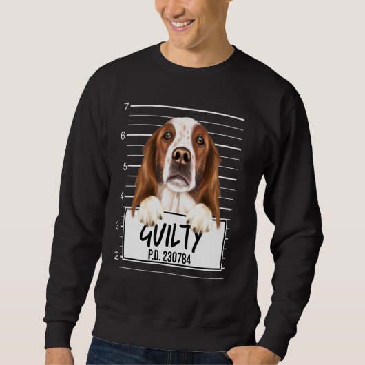 Ierse Rood-Witte Setter Mugshot Schuldig Hond Trui (Voorkant)