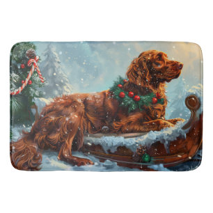 Ierse Roodharige Setter Hond Kerst Feestelijk Badmat