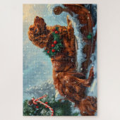 Ierse Roodharige Setter Hond Kerst Feestelijk Legpuzzel (Verticaal)