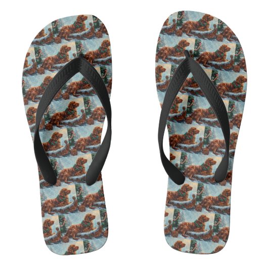Ierse Roodharige Setter Hond Kerst Feestelijk Teenslippers (Voetbed)