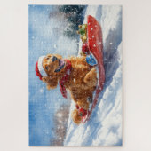 Ierse Roodharige Setter in slee laat het sneeuwen Legpuzzel (Verticaal)