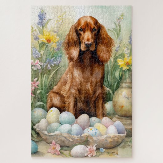 Ierse Roodharige Setter met Paaseieren Legpuzzel (Verticaal)