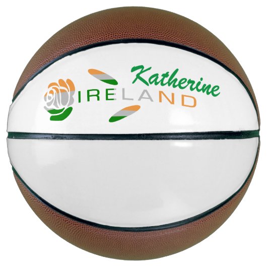 Ierse Roos Vlag Gepersonaliseerde Naam Basketbal (Voorkant)