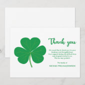 Ierse rouw witte en groene klaverblad klaver bedankkaart (Voorkant / Achterkant)