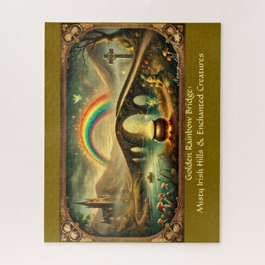  Ierse scene, Leprechaun Rainbow Bridge Legpuzzel (Verticaal)