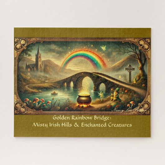  Ierse scene, Leprechaun Rainbow Bridge Legpuzzel (Horizontaal)