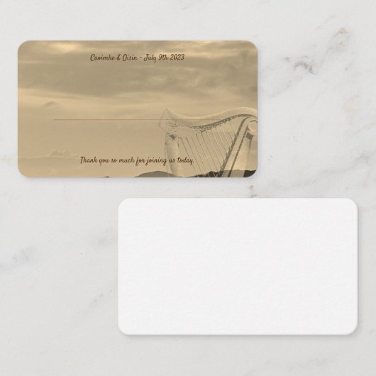 Ierse Schilderachtig bruiloft-kaart met Irish Harp Plaatskaartje (Voorkant / Achterkant)